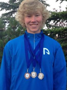 Harrison with his medals Photo by the Matsuoka family 