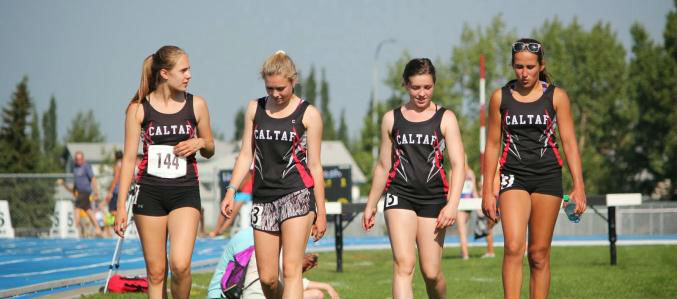 The girls 4x100m relay team – Hanna, Grace, Vienna and Erika about to go to work.